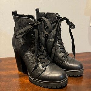 Steve Madden Black Heeled Lace-Up Boots